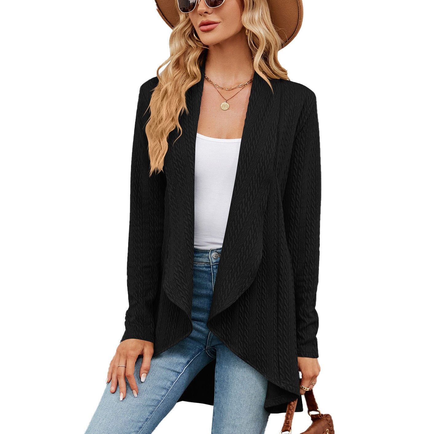 Nerina - Chaqueta de punto abierta con estilo holgado