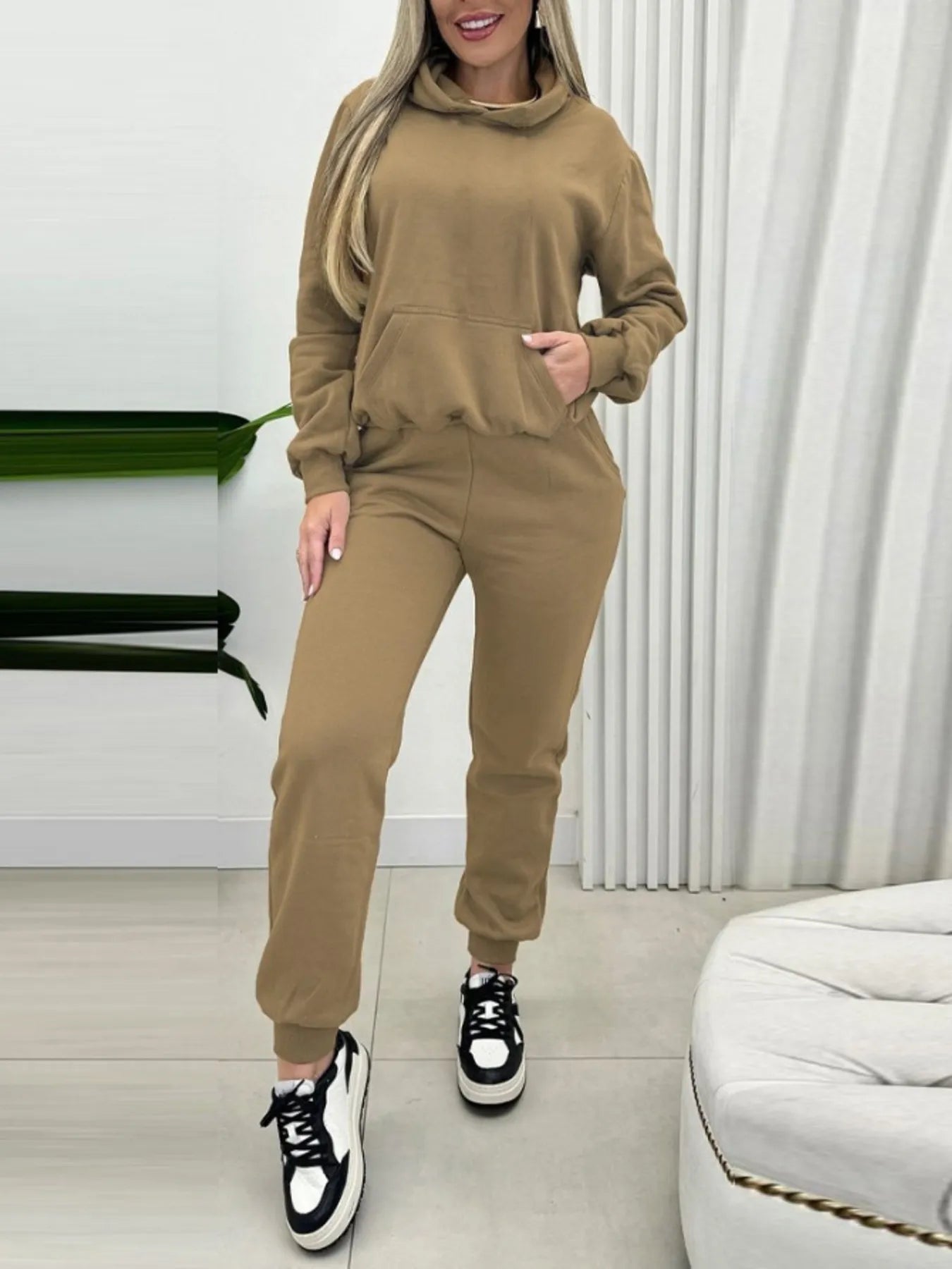 Eleny - Conjunto informal de chaqueta con capucha y pantalones