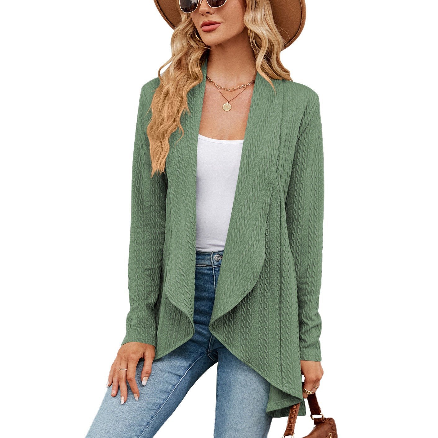 Nerina - Chaqueta de punto abierta con estilo holgado