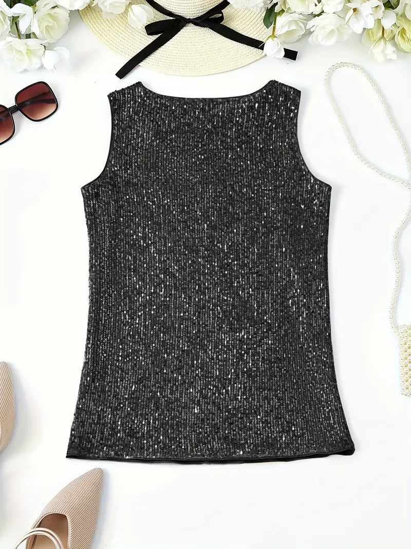 Uma – Elegante top sin mangas con lentejuelas