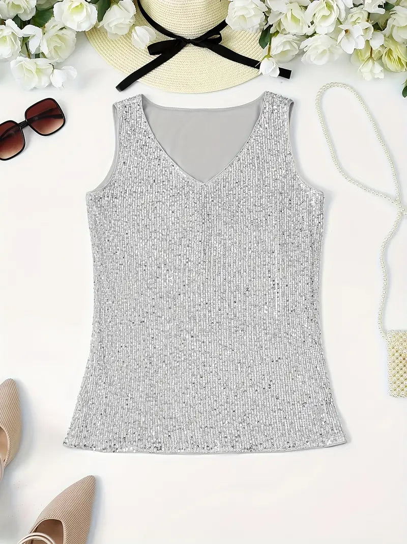 Uma – Elegante top sin mangas con lentejuelas