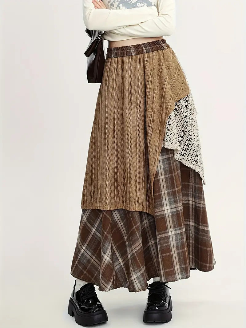 Alva – Falda larga de cuadros estilo boho