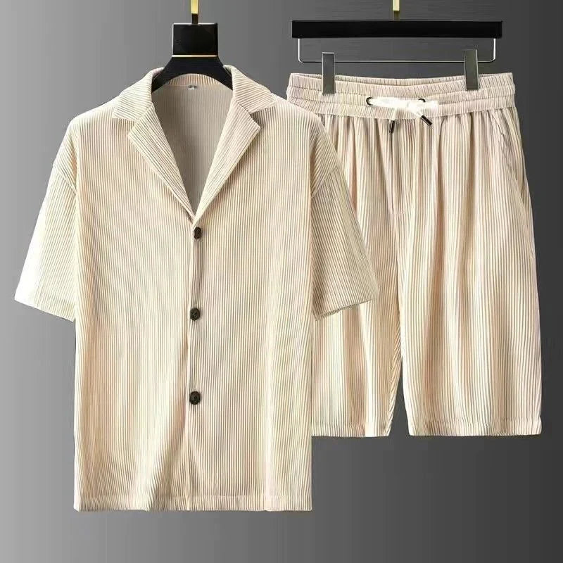 Jerrick - Elegante conjunto de polo suelto de manga corta y pantalón corto