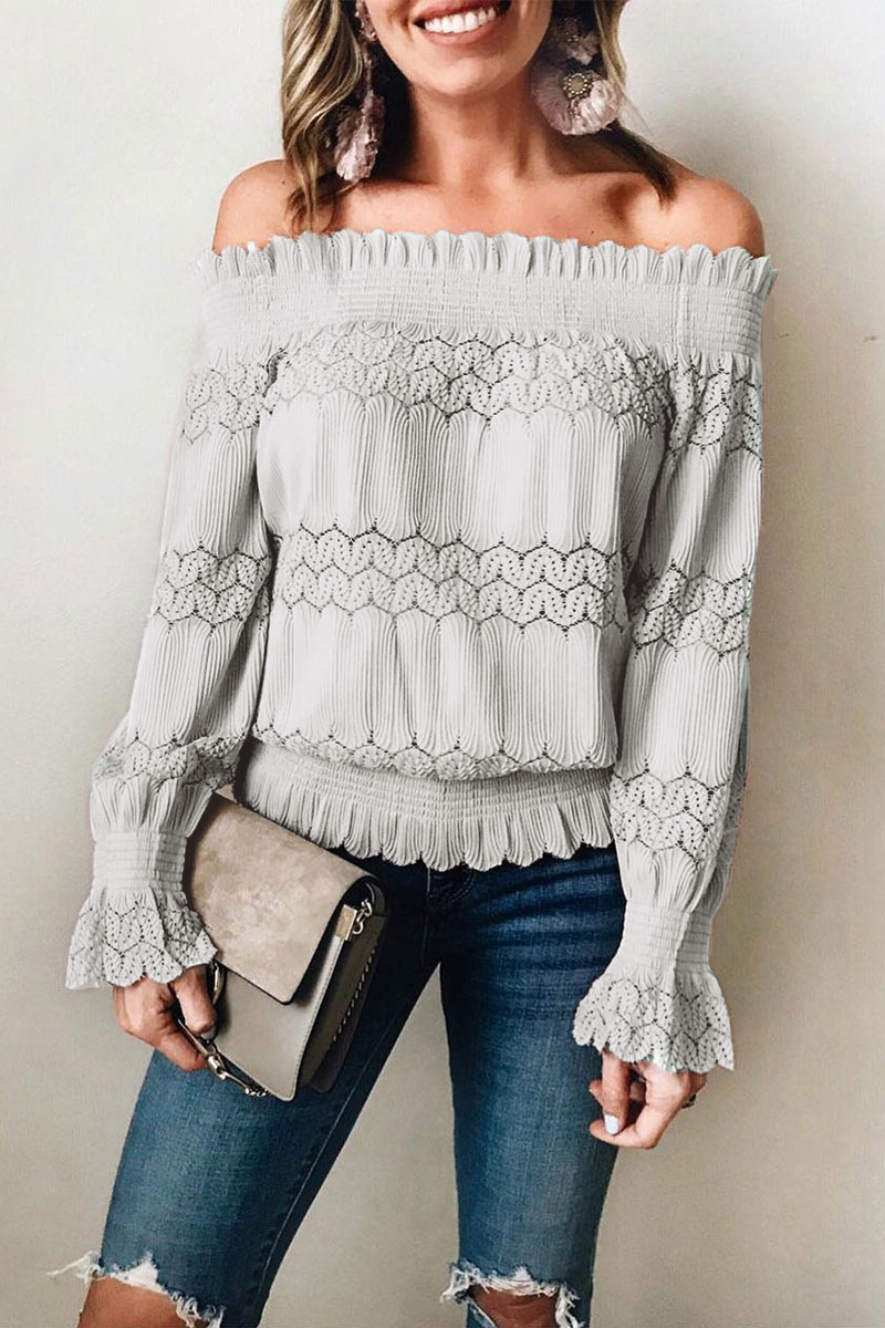 Rana - Elegante blusa de manga larga sin hombros