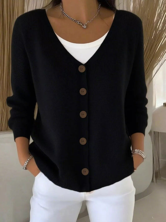 Adara - Elegante cárdigan con botones en la parte delantera y cuello en V