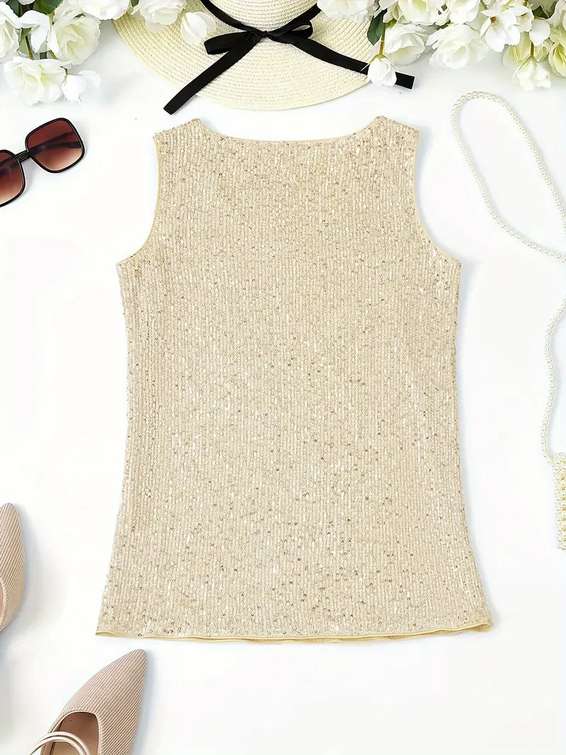 Uma – Elegante top sin mangas con lentejuelas