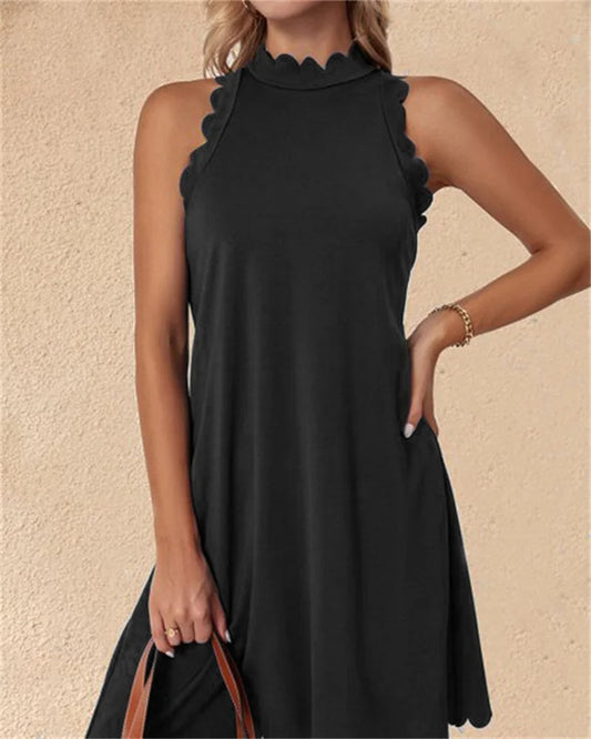 Bettina - Minivestido informal sin mangas con cuello alto