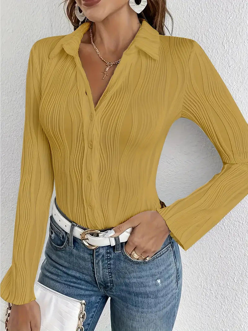 Ruth - Elegante blusa acanalada de manga larga