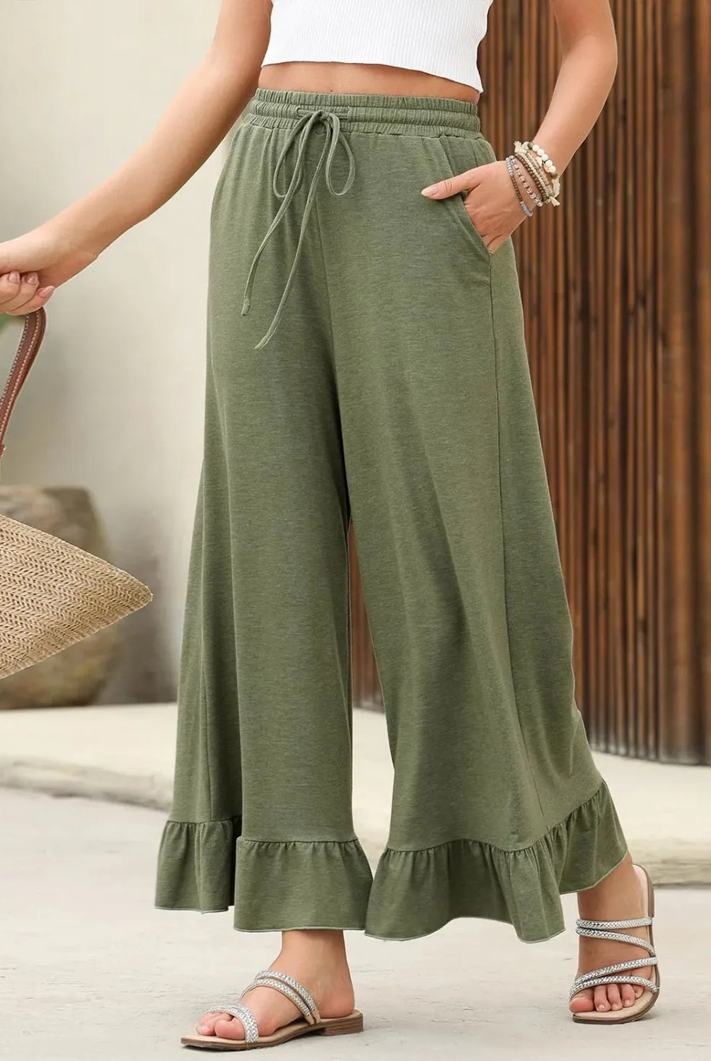 Ava - Pantalones anchos con volantes
