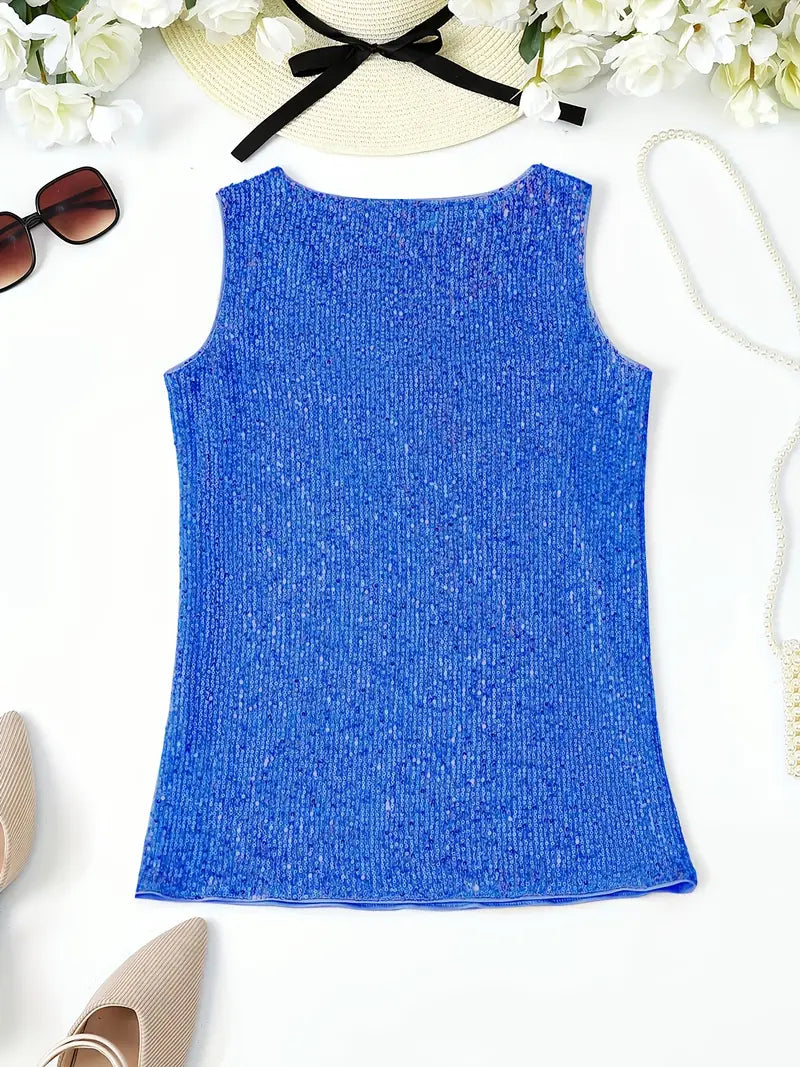 Uma – Elegante top sin mangas con lentejuelas