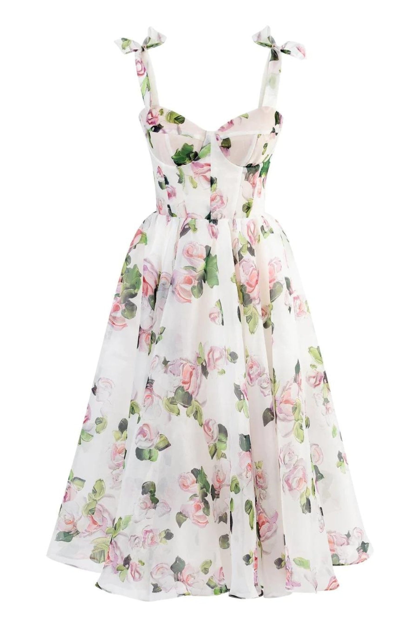 Sofía - Vestido Midi Floral sin Tirantes