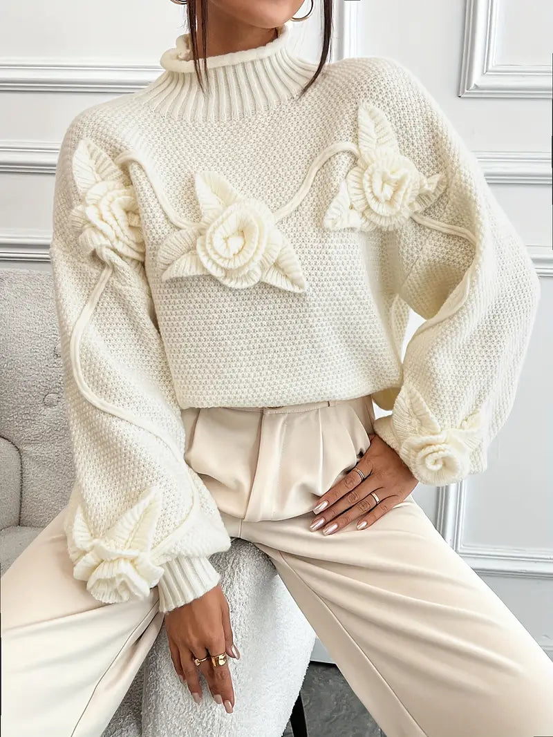 Amihan – Jersey de cuello vuelto con flores
