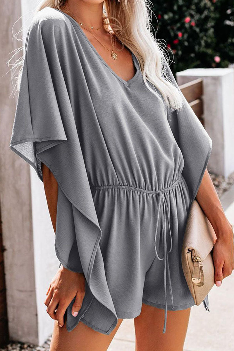 Omelina - Elegante mameluco con cuello de pico y manga murciélago