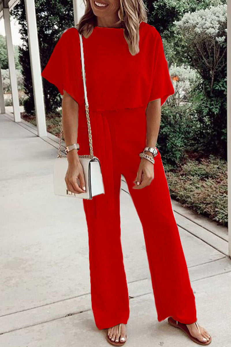 Sylviana - Mono casual de pierna recta y estilo holgado