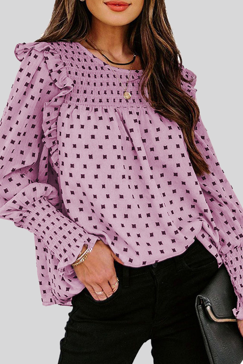 Estella - Blusa chic estampada con farolillo y manga larga