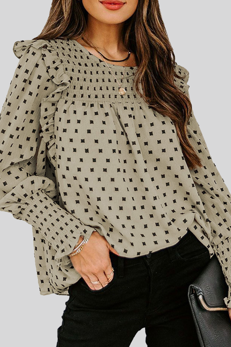 Estella - Blusa chic estampada con farolillo y manga larga