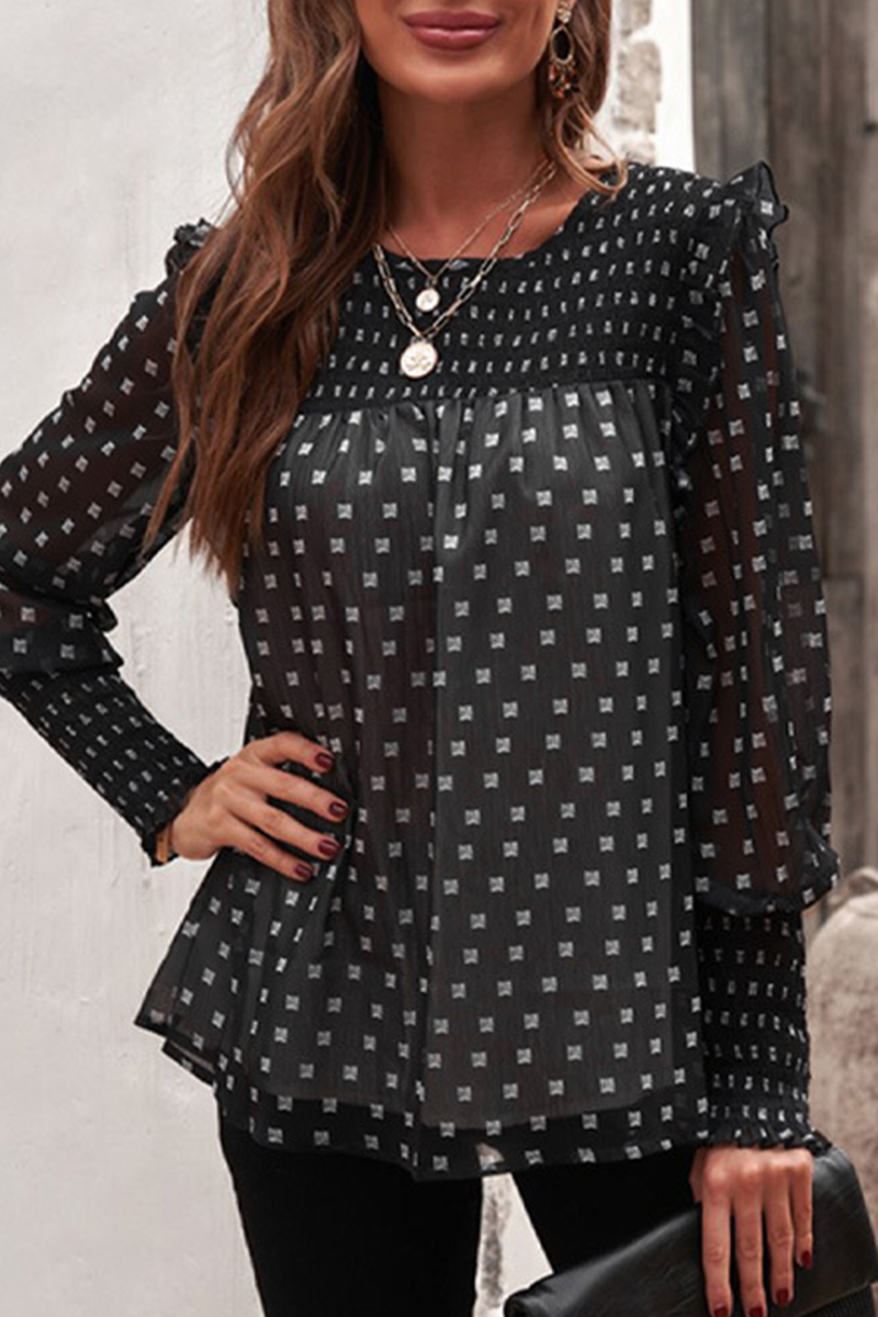 Estella - Blusa chic estampada con farolillo y manga larga