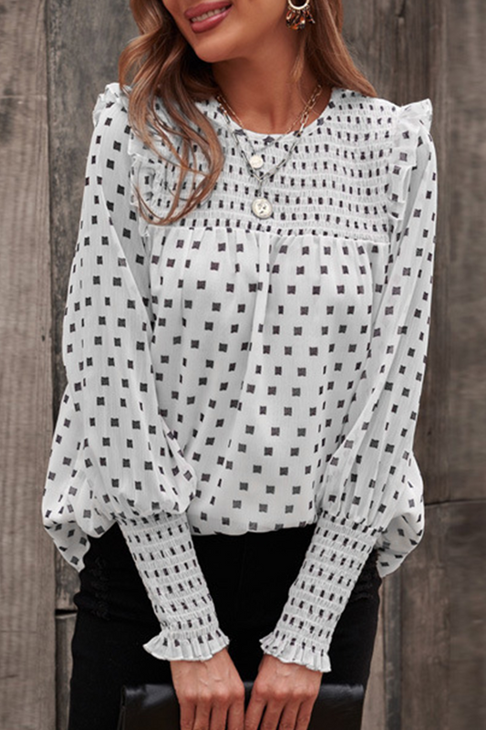 Estella - Blusa chic estampada con farolillo y manga larga