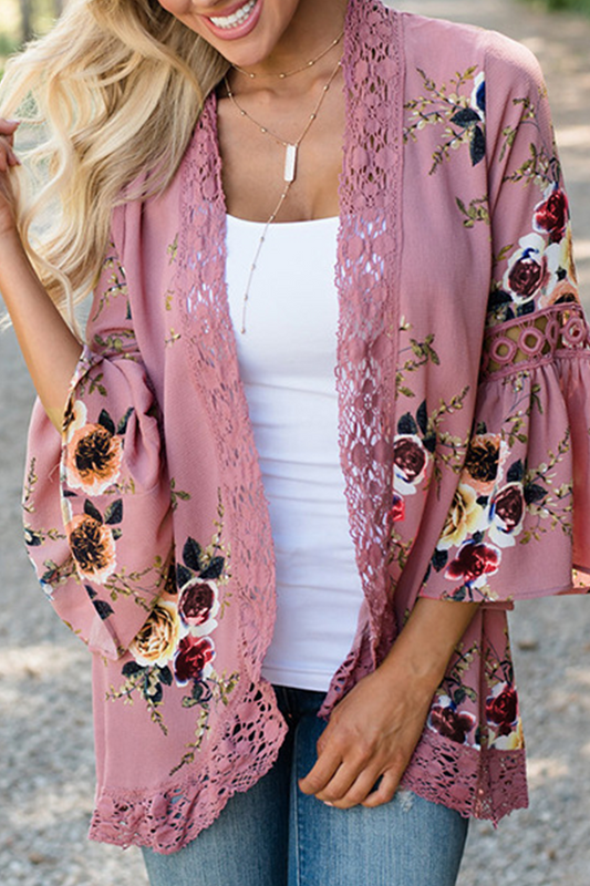Pia - Chaqueta versátil y elegante con blusa de flores