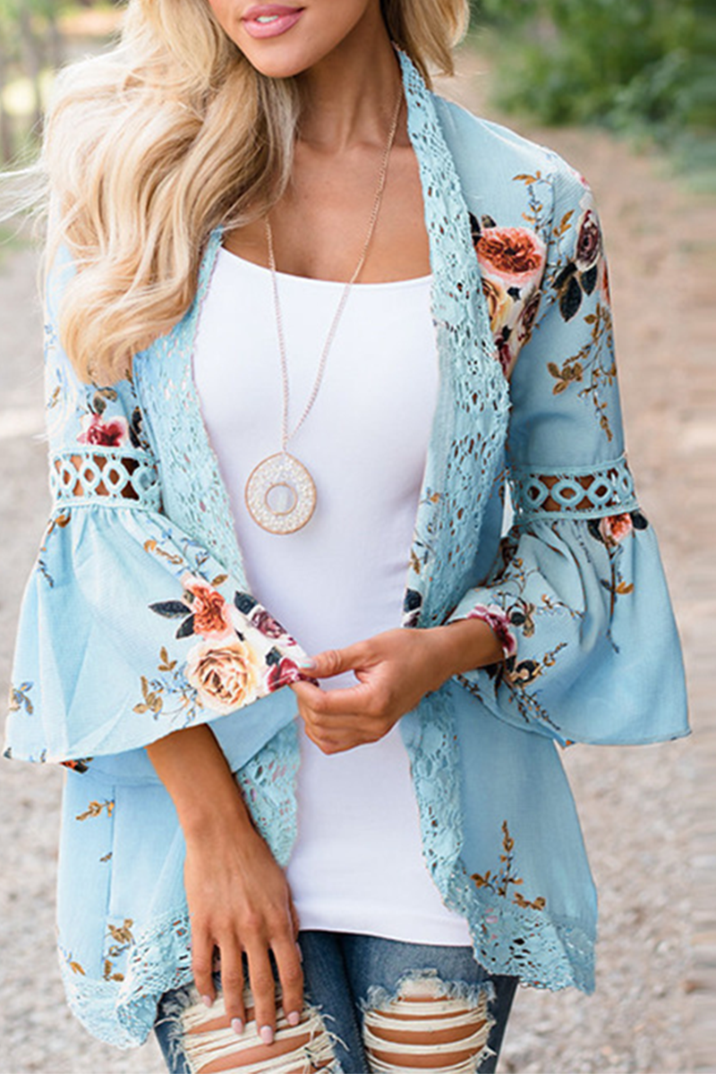 Pia - Chaqueta versátil y elegante con blusa de flores