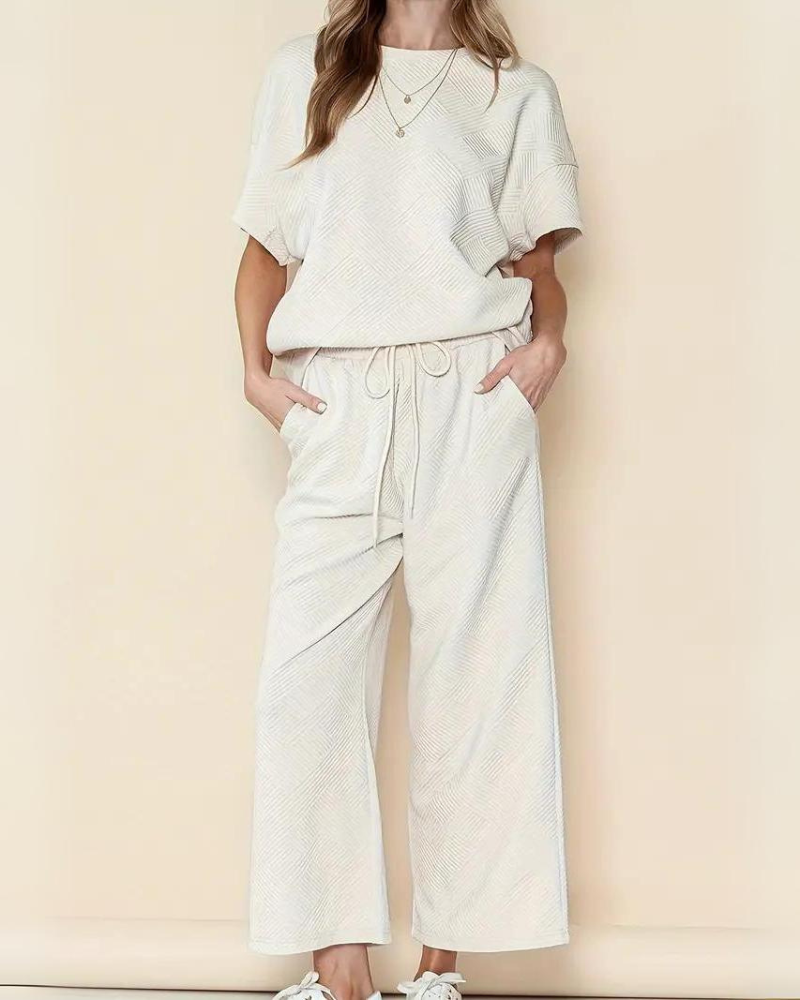 Tessie - Conjunto de camisa holgada y pantalón ancho