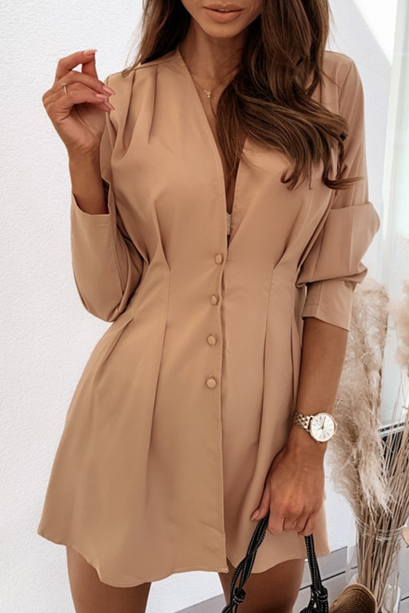 Nanna - Elegante mini vestido de manga larga y escote en pico