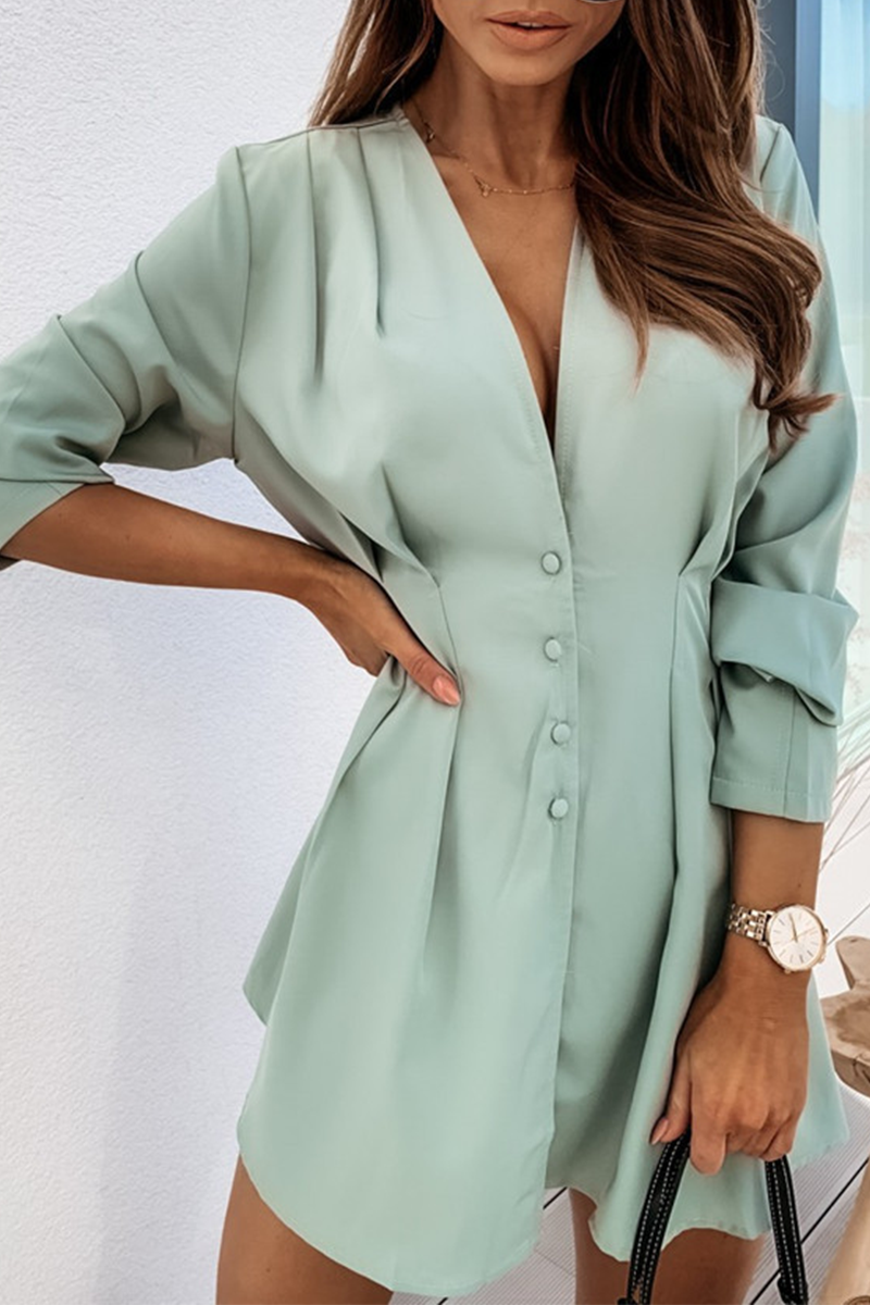 Nanna - Elegante mini vestido de manga larga y escote en pico