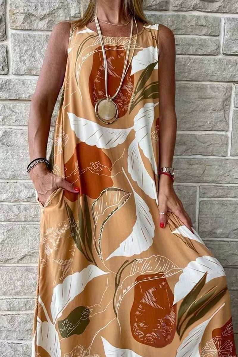 Isabella - Vestido casual estampado sin mangas y holgado