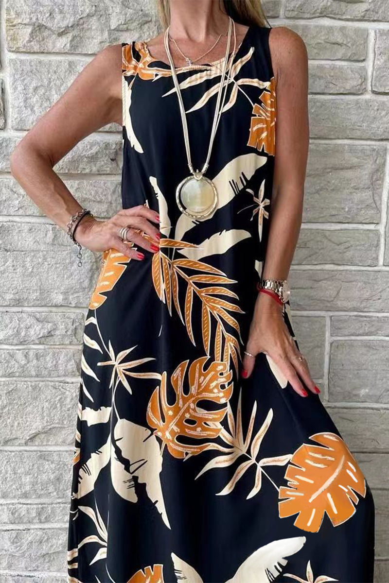 Isabella - Vestido casual estampado sin mangas y holgado