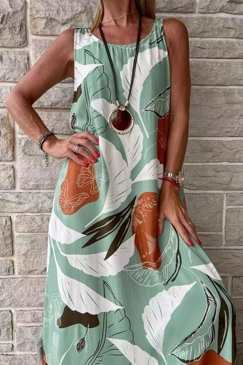 Isabella - Vestido casual estampado sin mangas y holgado