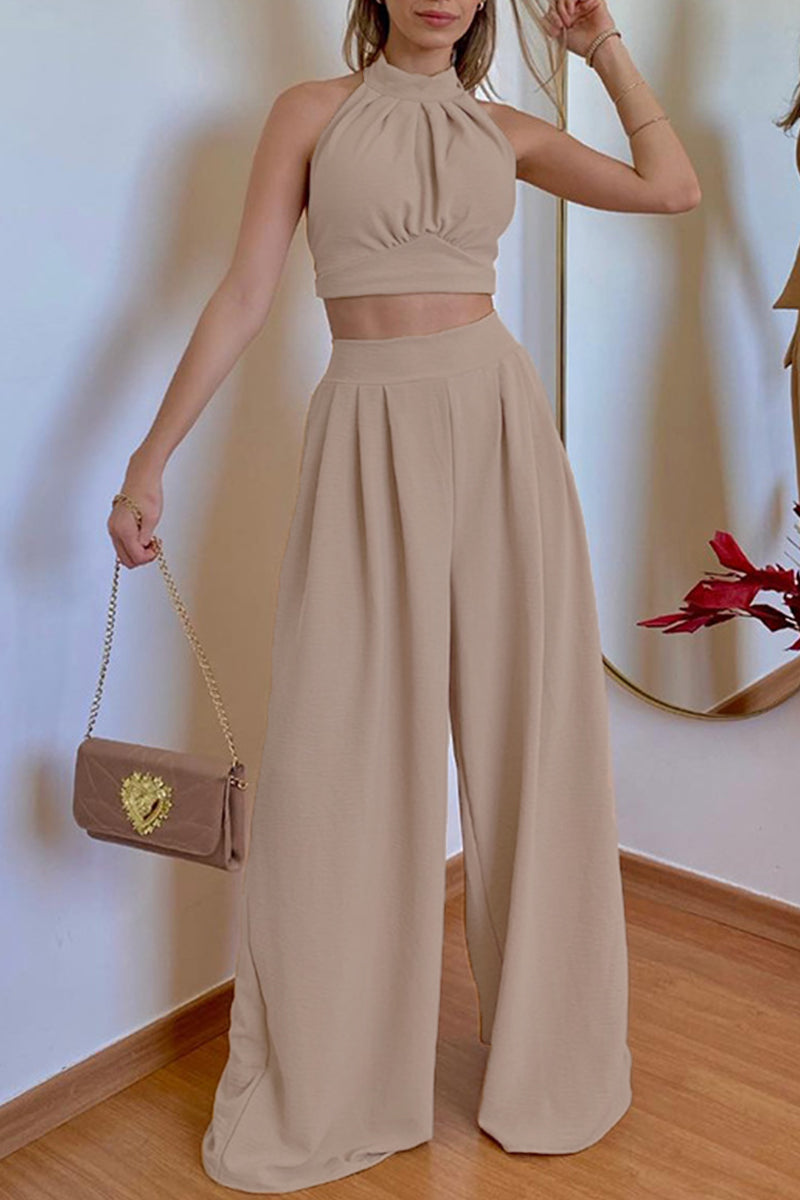 Corinna - Elegante conjunto de top sin mangas y pantalón ancho