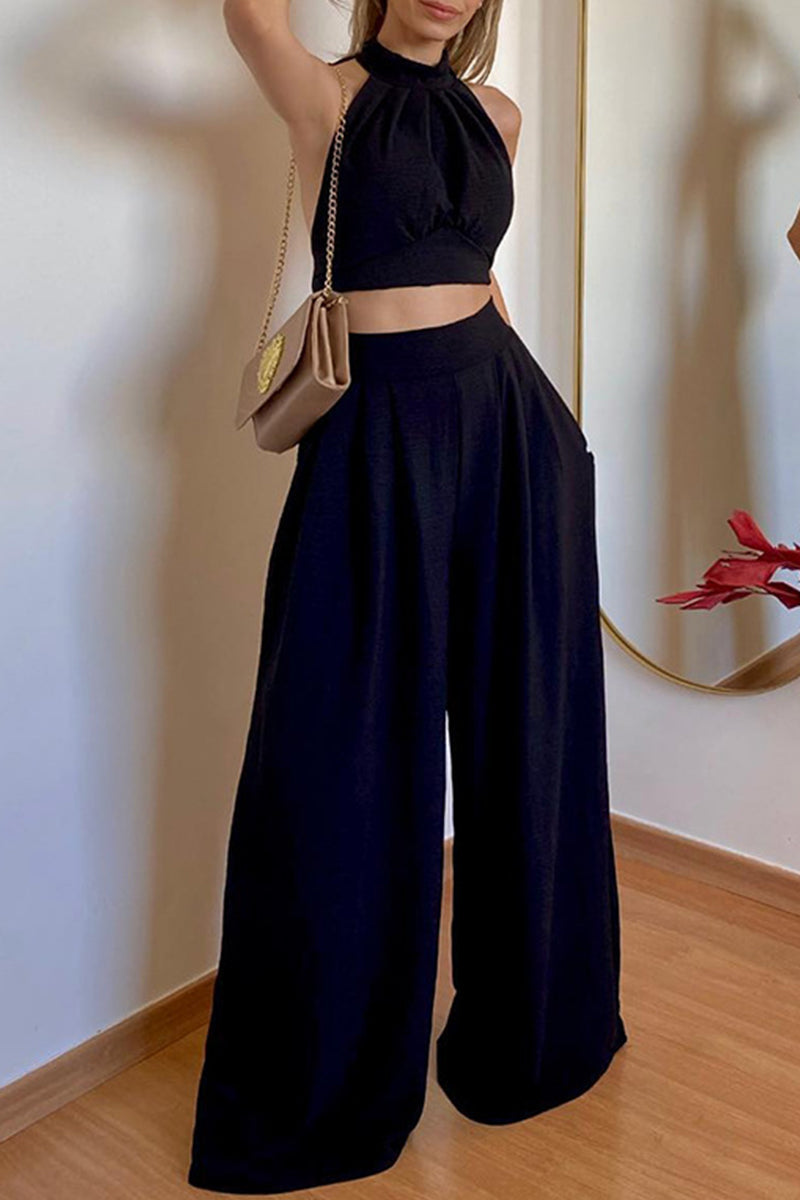 Corinna - Elegante conjunto de top sin mangas y pantalón ancho