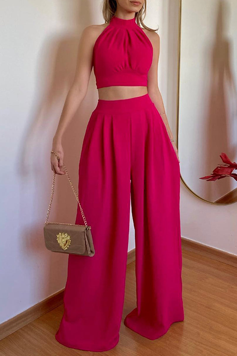 Corinna - Elegante conjunto de top sin mangas y pantalón ancho