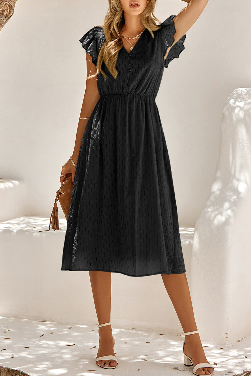 Marlena - Elegante vestido midi con cuello de pico