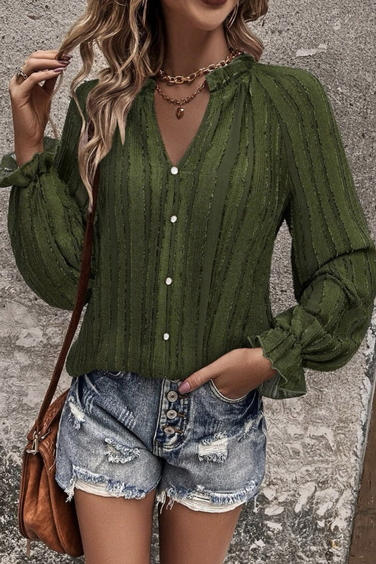 Jaslyn - Elegante blusa de manga larga con botones