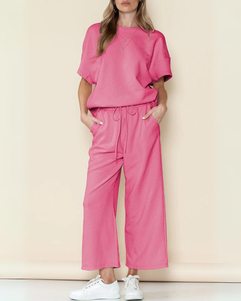 Tessie - Conjunto de camisa holgada y pantalón ancho