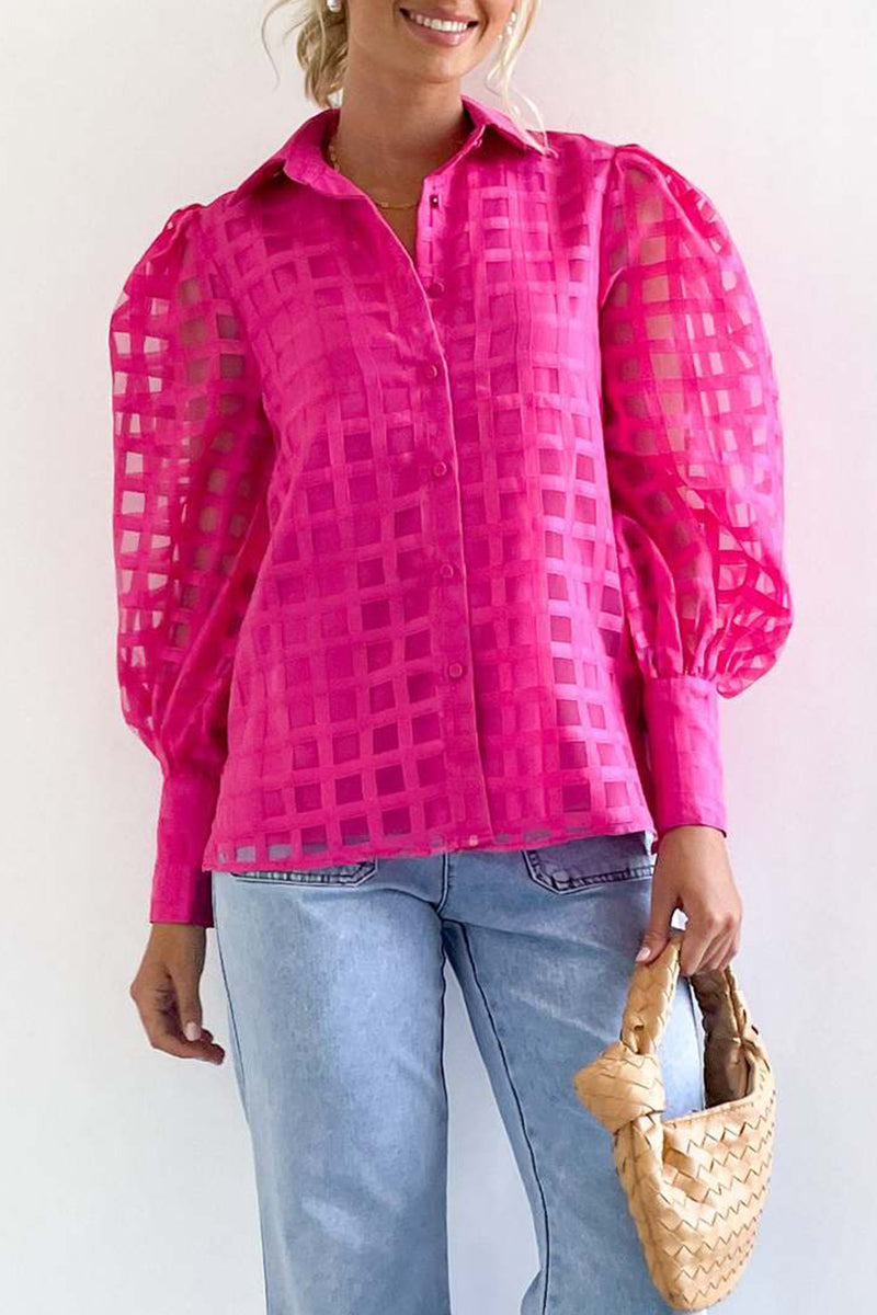 Marie - Elegante blusa patchwork de manga larga y cuello vuelto