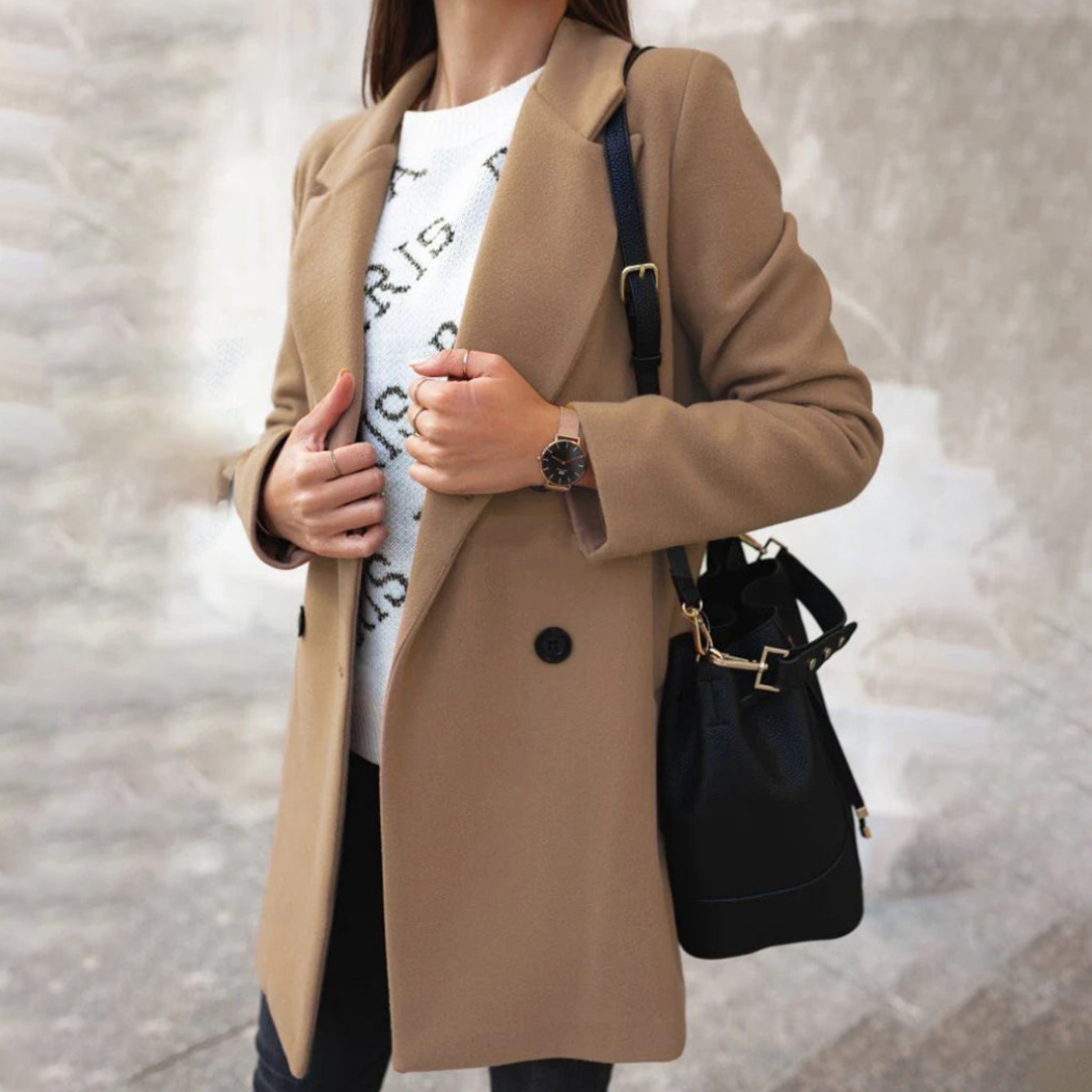 Hailie - elegante y cálida gabardina larga con botones
