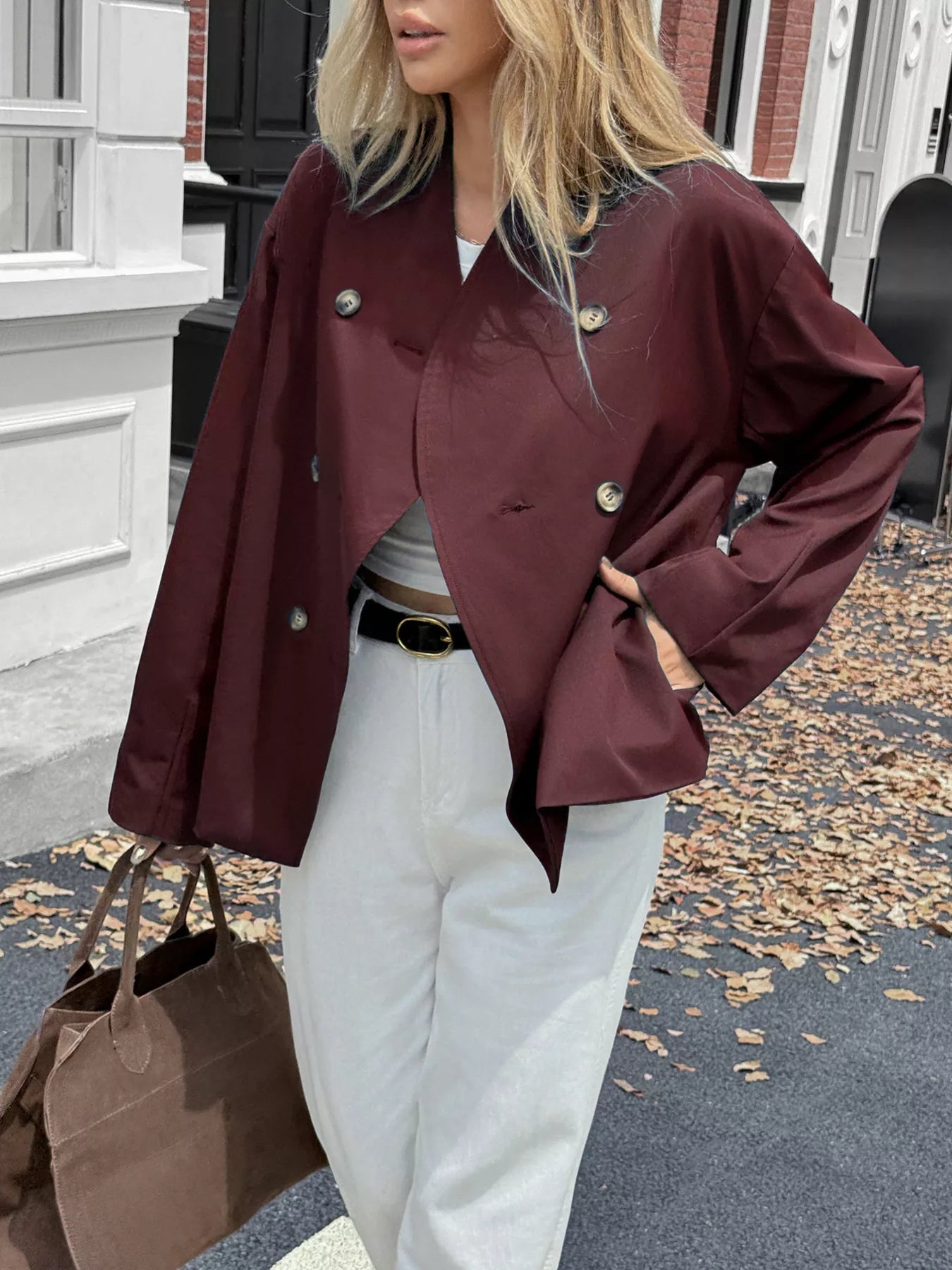 Rhoda - Elegante abrigo con botones de doble botonadura y manga larga