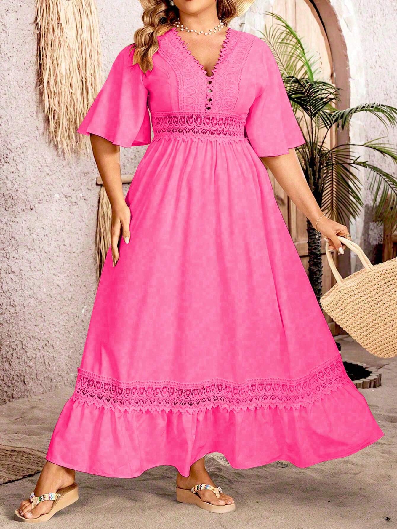 Charisse - Elegante vestido maxi con escote en V y línea A