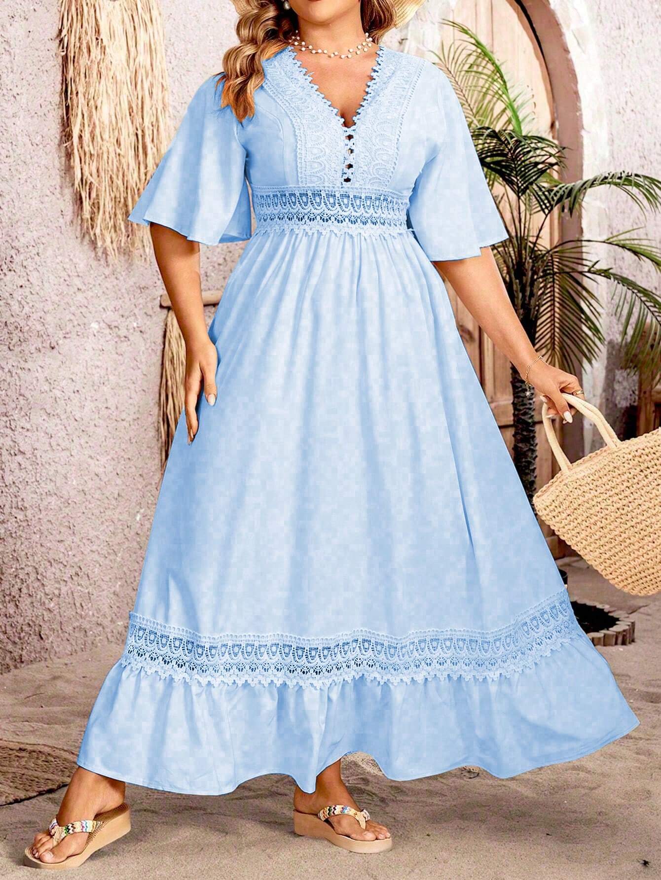 Charisse - Elegante vestido maxi con escote en V y línea A