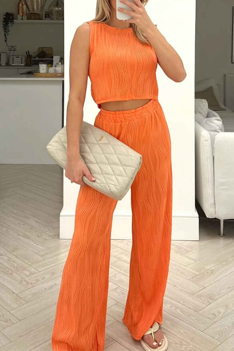 Rina - Elegante conjunto de top sin mangas y pantalón de cintura alta