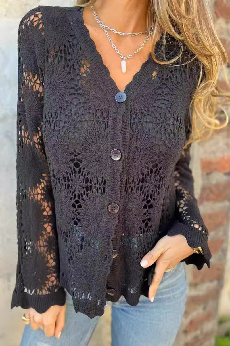 Niana - Blusa con cuello en V ahuecado