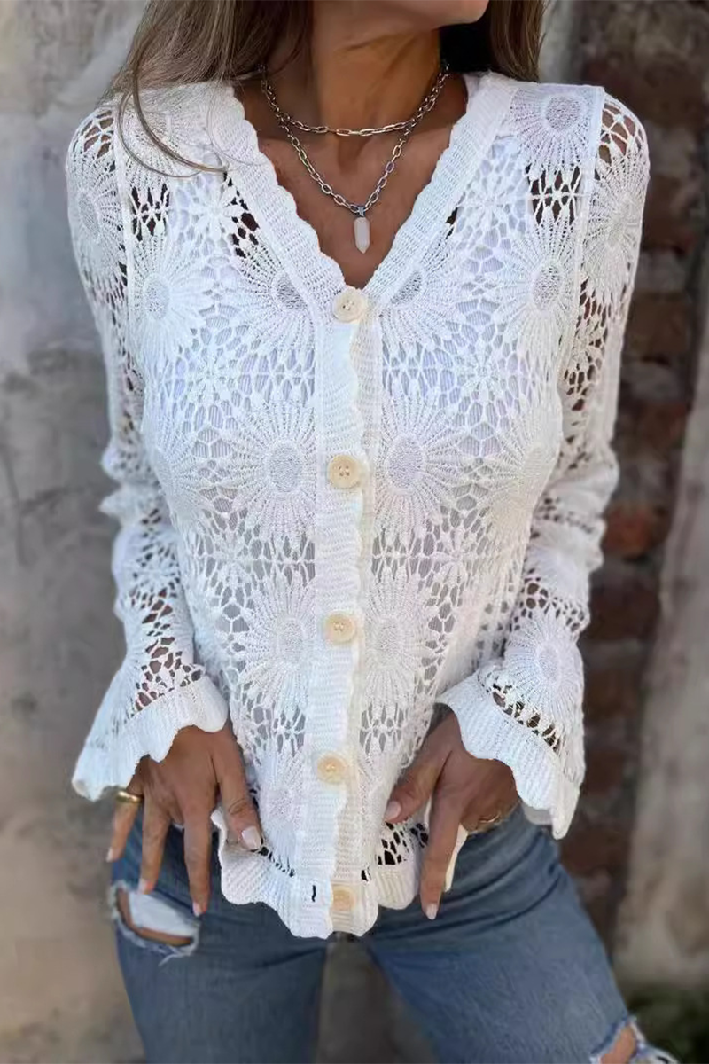 Niana - Blusa con cuello en V ahuecado