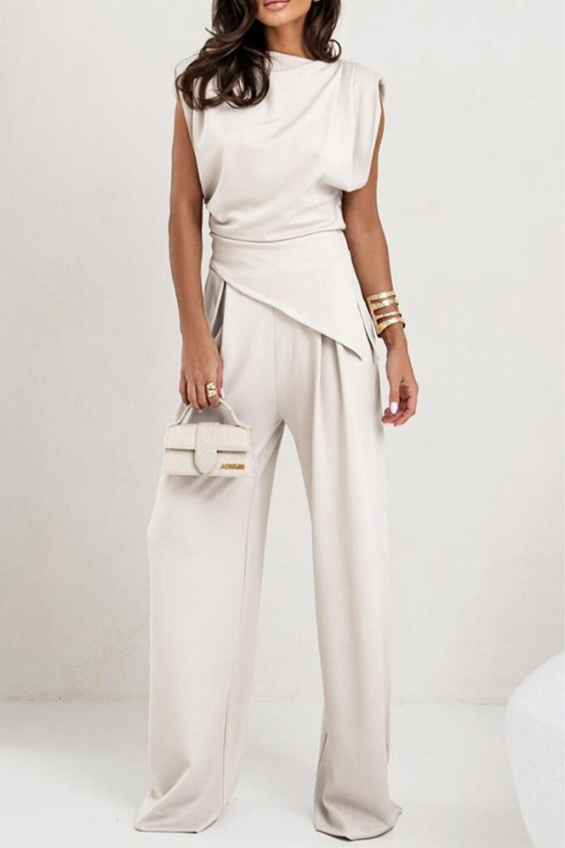 Madeleine - Elegante conjunto de blusa sin mangas y pantalón con pliegues