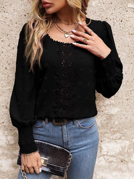 Vienna - Elegante blusa de lunares suizos de manga larga