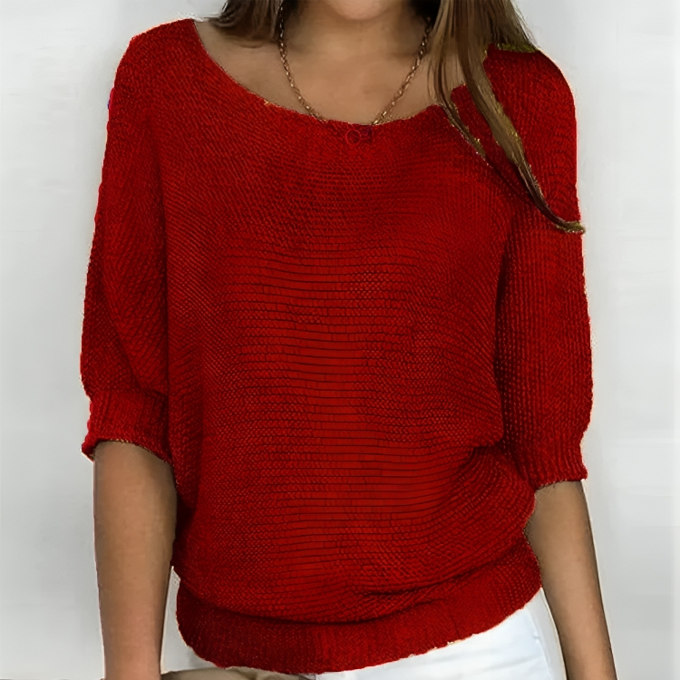 Suzanna - Jersey de punto de media manga y cuello redondo holgado
