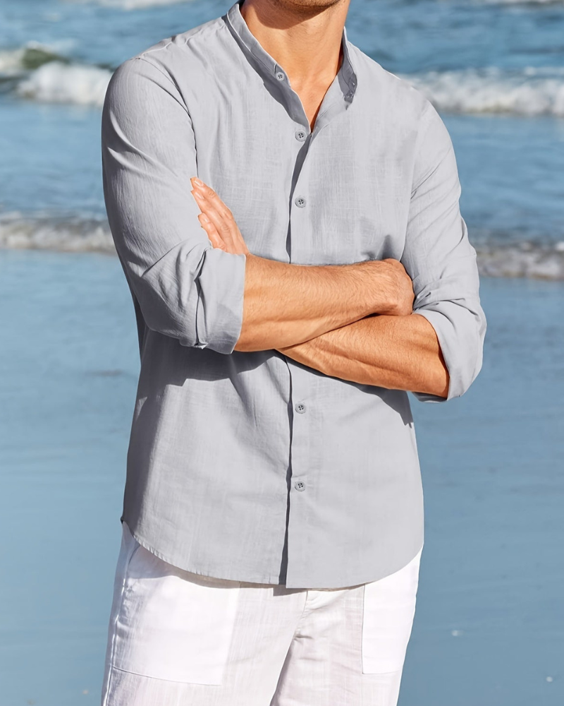 Marcos - Camisa de manga larga con botones, cómoda y casual