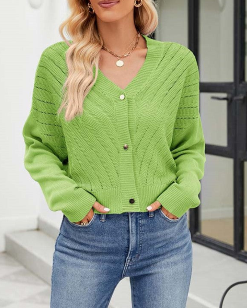 Azaria - Versátil chaqueta de punto con cuello en V