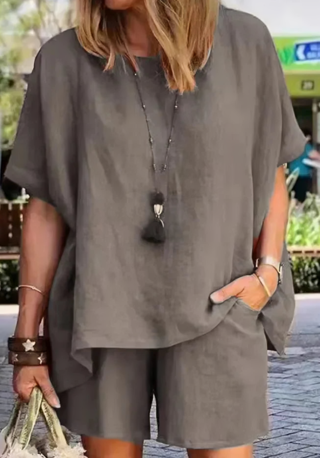 Fiona - Conjunto casual de camisa suelta y pantalón corto